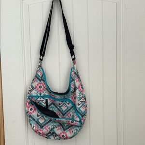 Kavu Pink and Blue Patterned Hobo Bag